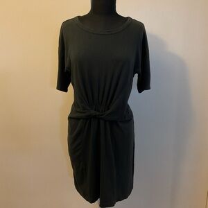 Aerie Black Ruched Cotton Mini Dress M Medium 100% Cotton Cap Sleeve Casual